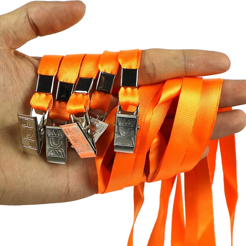 Ollain Lanyards for Id Badges Nylon Neck Flat Cruise Lanyard Bulldog Clips Durably Lanyards for Men Women Office ID Name Tags and Badge Holders (Orange, 100 Pack) - Image 5